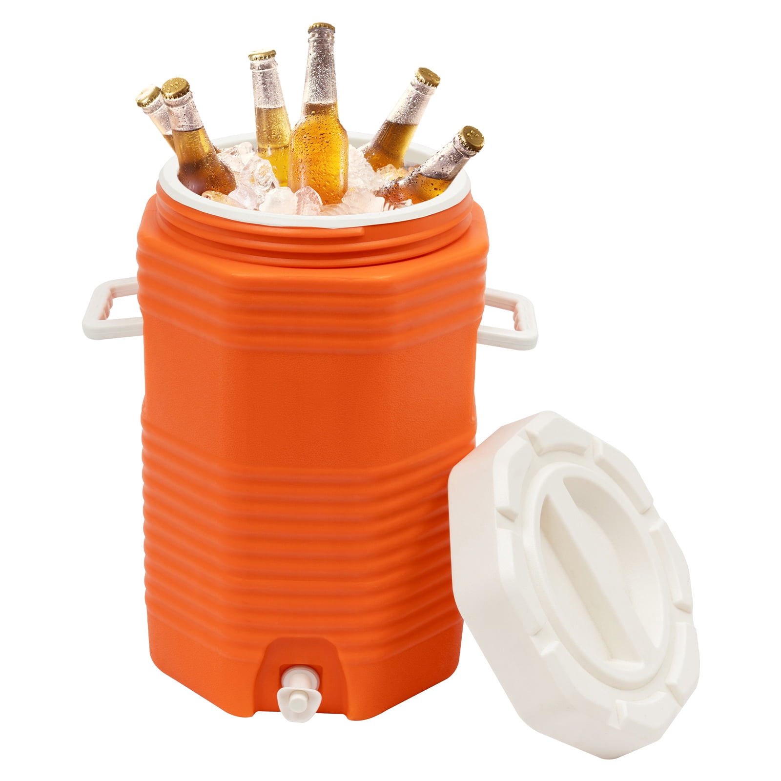 ToppiJoy 16L Insulated Beverage Cooler, Portable Insulated Drink Cooler for Camping Outdoors, Hot and Cold Beverage Dispenser, Orange