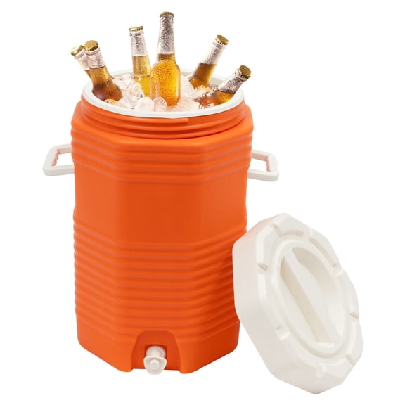 ToppiJoy 16L Insulated Beverage Cooler, Portable Insulated Drink Cooler for Camping Outdoors, Hot and Cold Beverage Dispenser, Orange