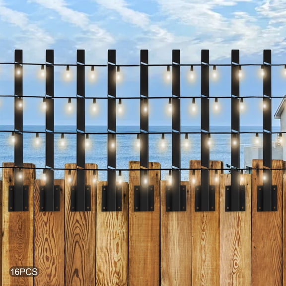 ToppiJoy 16Pcs 23.6" Fence Post Extender, Fence Barbed Wire Extend Arm for Outdoor Fences to Increase Height, Protect Privacy and Pets Jumping Off, for Wooden Concrete Wall Garden (Black)