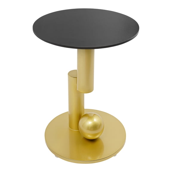 ToppiJoy 17.72*21.65in Black&Gold Round Coffee Table Modern Small Side Table Circle Sofa Center Tables Freestanding End Tables Furniture with Slate Tabletop for Home Living Room Bedroom Office