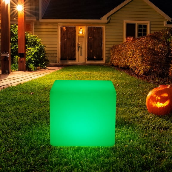 ToppiJoy 17in Portable LED Cube Chair Light,16 RGB Color Change LED Glowing Cube Stool Chair with Remote, Rechargeable Remote Control Waterproof Chair for Outdoor