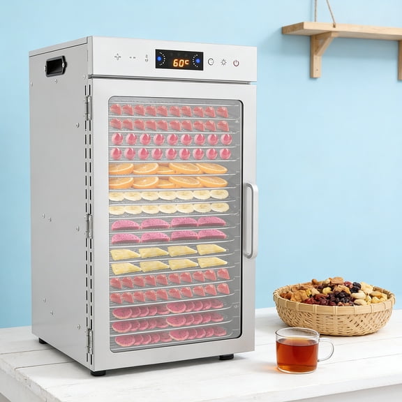 ToppiJoy 18-Tray Fruit Dryer, Stainless Steel Dehydrator Machine, Food Dehydrator with 24H Timer and Temp Control, for Herbs, Fruit, Meat