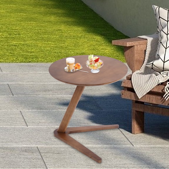 ToppiJoy 19.69in Round Tabletop Side Table, Sofa Tables Slide Under Couch, for Placing Snack, Coffee, Laptop in Living Room, Bedroom or Office(Walnut Color)