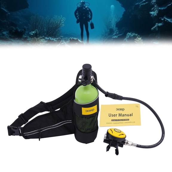 ToppiJoy 1L Mini Scuba Tank Refillable Oxygen Cylinder with 15-20 Minutes Underwater Diving Gear for Diver Portable Diving and Snorkeling Equipment