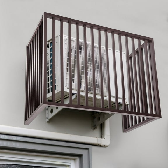 ToppiJoy 23P 3-Panel Air Conditioner Fence, Protective Fence Cover for Air Conditioner Outdoor Units, Privacy Screen for A/C Conditioning Outside Unit Coffee