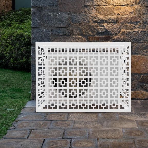 ToppiJoy 2-3P Air Conditioner Fence, Privacy Panel for Outside, Pool Equipment Enclosure, Trash Can, Outdoor Metal Privacy Panels (White, 43*21*31.5in)