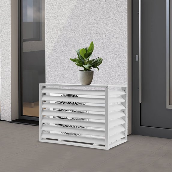 ToppiJoy 2-3P Aluminum Alloy Rectangular Air Conditioner Fence Screen Air Conditioner Screen Outdoor(White)