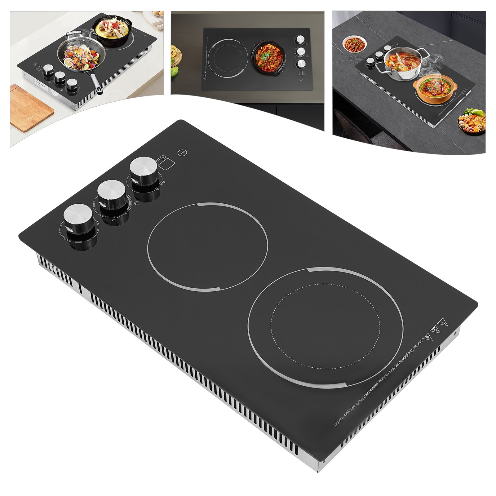 ToppiJoy 2 Burners Electric Ceramic Cooktop, Electric Stove Top Firepower Gears Adjustable with LED Display Safety Lock, for Kitchen Hotel Restaurant