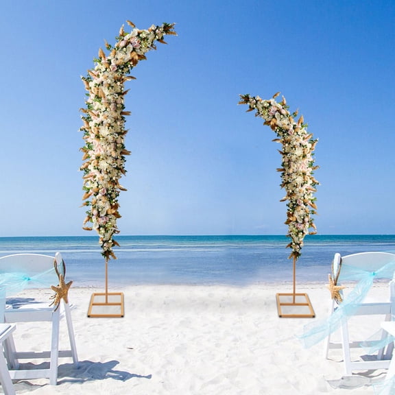ToppiJoy 2 Gold Metal Arch Backdrop Stand Wedding Arches for Ceremony, Wedding Arch Frame, Balloon Arch Stand for Ceremony Birthday Party Wedding Decoration