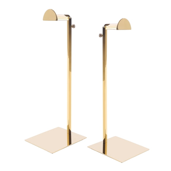 ToppiJoy 2 Pack Adjustable Metal Tabletop Display Shelves, Handbag Display Stand, for Retail Store, Home, Gold