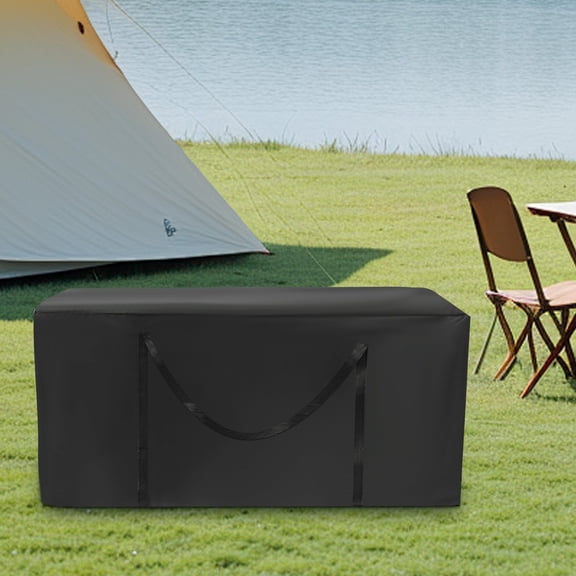 ToppiJoy 2 Pcs Outdoor Cushion Storage Bag, Extra Large Patio Furniture Cushion Storage Bag, 420D Oxford Cloth Garden Cushion Storage Covers with Zipper and Handles, Black (48*15*22 in)