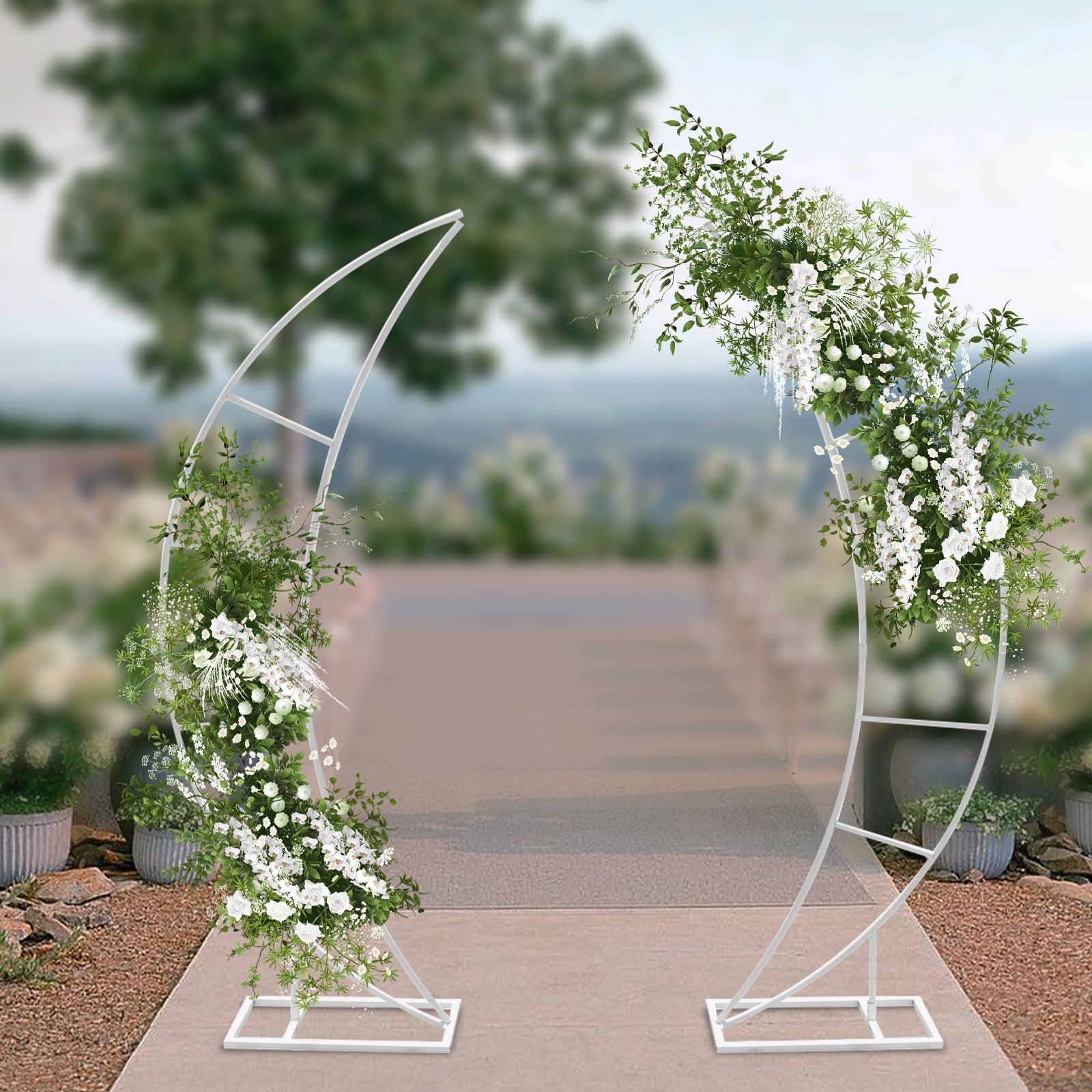 ToppiJoy 2 Pieces Wedding Arch Crescent Moon Floral Stand Party ...