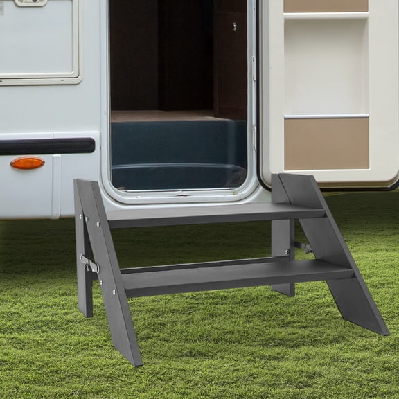 ToppiJoy 2 Step Ladder, Folding Step Stool, Carbon Steel RV Steps Hold up to 330.69 lbs, Outdoor Camper Steps, for Reaching, RV, SPA Pool