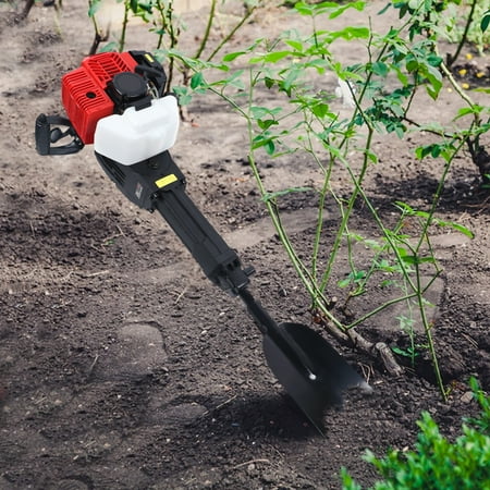 ToppiJoy 2 Stroke 1900W 52CC Portable Garden Tree Digger Machine Set, Gas Powered Handheld Farm Post Hole Digger Machine for Garden Forestry Seedlings Planting and Transplants