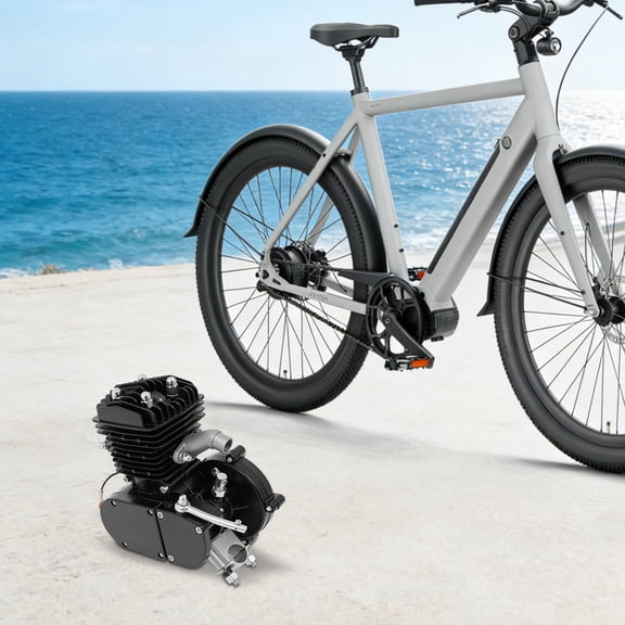 ToppiJoy 2-Stroke 80cc Black Bicycle Engine Kit, Motorized Bicycle Kit Fit for Bikes, Bicycle Motor Engine Kit with Wired Digital Computer Suitable for Most 26-28 inch Bikes