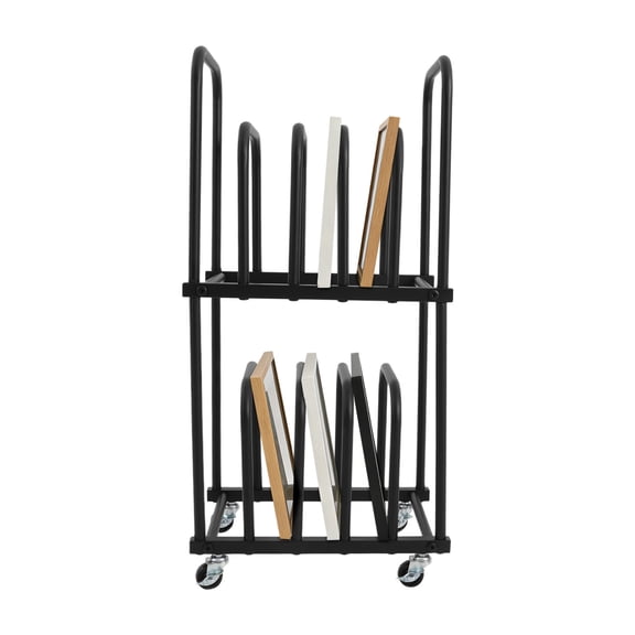 ToppiJoy 2 Tier Art Canvas Storage with Wheels, Art Paint Drying Storage Organizer Rack for Canvas Boards, Frames, Panels (Black)
