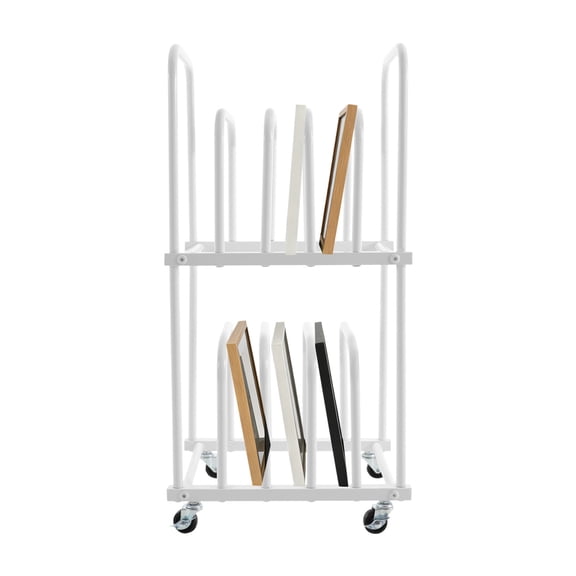 ToppiJoy 2 Tier Art Canvas Storage with Wheels, Art Paint Drying Storage Organizer Rack for Canvas Boards, Frames, Panels (White)