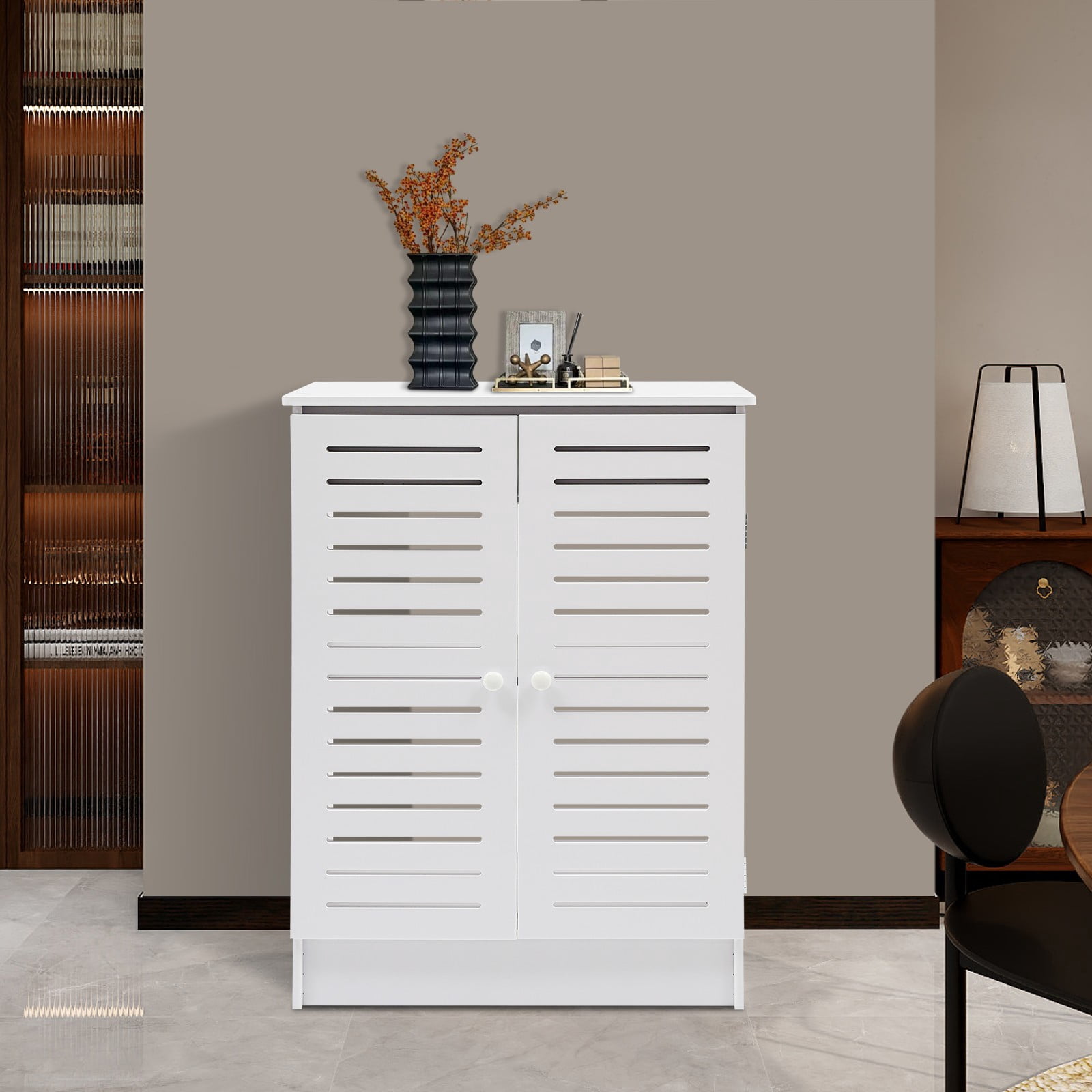 ToppiJoy 2-Tier Floor Standing Router Storage Cabinet, Management Hider Organizer Side Table for Home Office Living Room (19.7*9.8*27.5in)