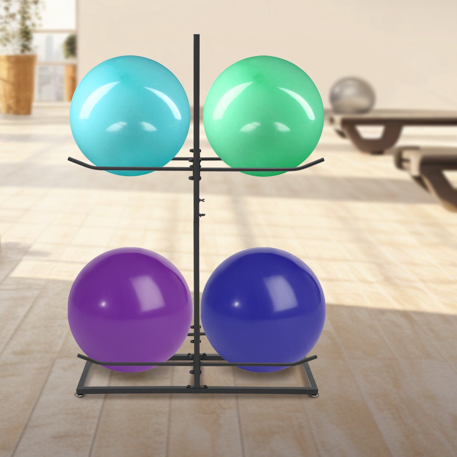 Balancing Racks ToppiJoy 2-Tier Stability Exercise Ball Rack, Gym Ball Storage Holder ...