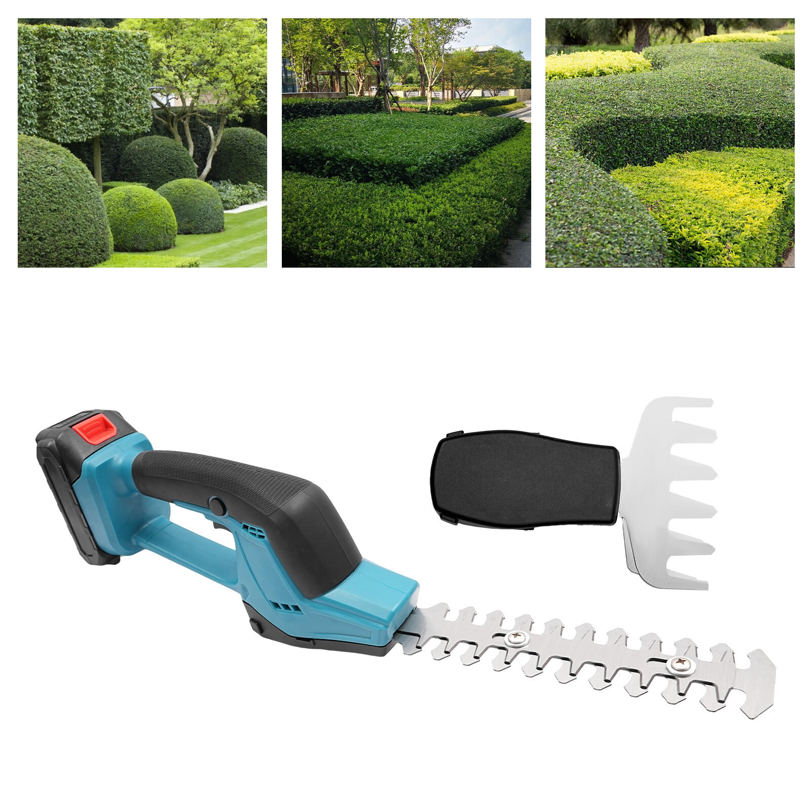 ToppiJoy 2-in-1 Hedge Cordless Grass Shears, Trimmer & Grass Trimmer, 21V Electric Hedge Trimmer with 2Pcs Rechargeable 1.5Ah Battery and Charger for Garden Yard Lawn