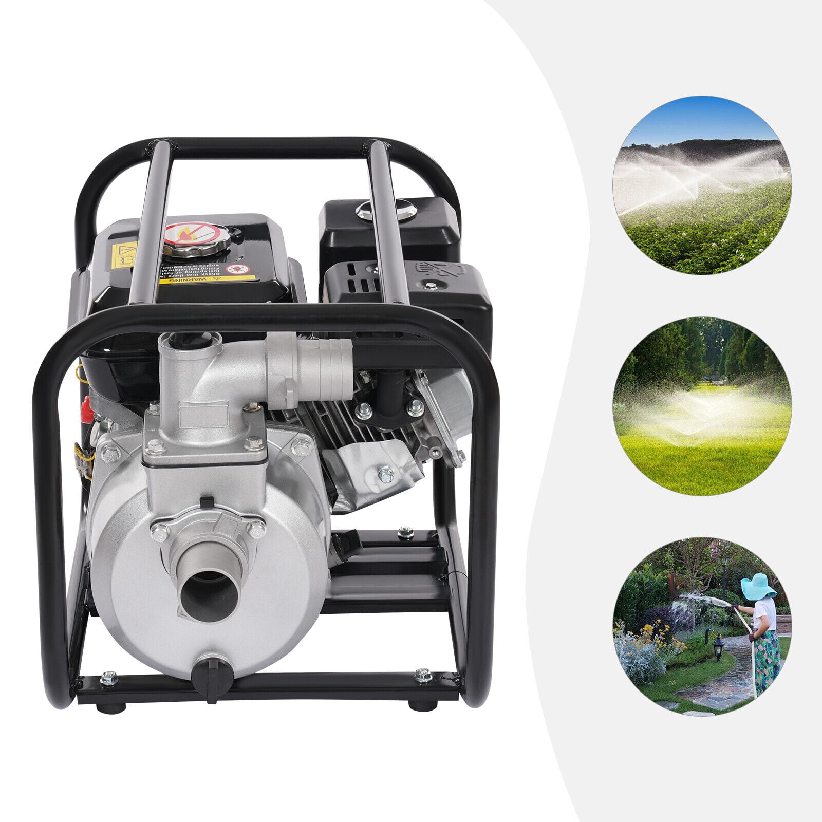 ToppiJoy 2 inch 6.5HP Gasoline Engine Water Pump, 3600rpm 4-Stroke Gas Powered Water Transfer Pump, Portable Gas Powered Water Pump for Garden, Greenhouse, Underground, Water Drainage