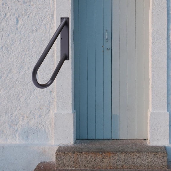 ToppiJoy 20" Handrail for Outdoor Steps, Wall Mounted Stair Handrails, Garage Railing Safety Grab Bars U-Shaped Handrail for Elderly Pregnant Women Indoor (Black)