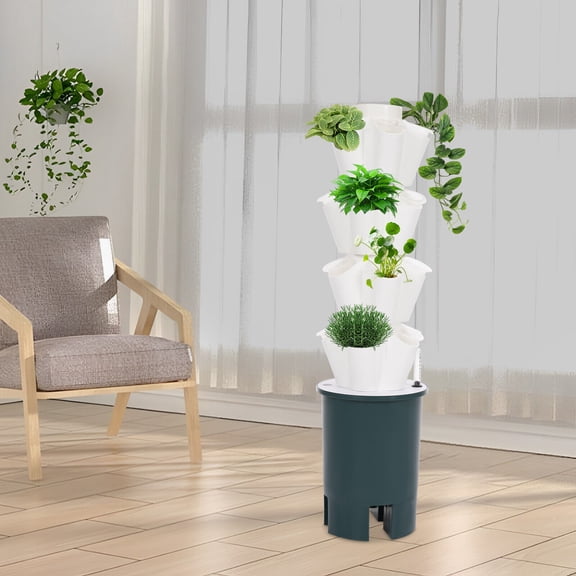 ToppiJoy 20-Hole Indoor Garden Hydroponics Growing System,Vertical Vegetable Plant Tower with LED Grow Light, Plant Germination Kit Veggie Flower Fruit Growth Pump System for Home