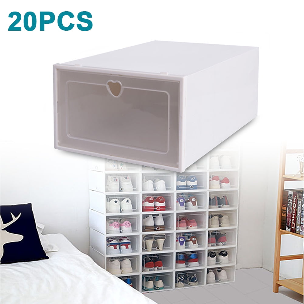 ToppiJoy 20-Pack Clear Plastic Shoe Storage Boxes, Stackable Odor-Proof ...