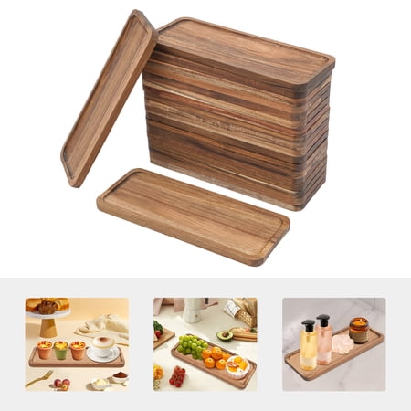 ToppiJoy 20 Pack Solid Acacia Wood Serving Trays, Rectangular Wooden Small Serving Platters, for Cupcake Cookie Dessert Fruit Snack