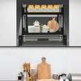 thumbnail image 1 of ToppiJoy 22'' 2 Tier Pull Down Heavy Duty Shelf Organizer Drop Down Large Shelf, Pull-Down Dish for Upper Cabinet Black, 1 of 29