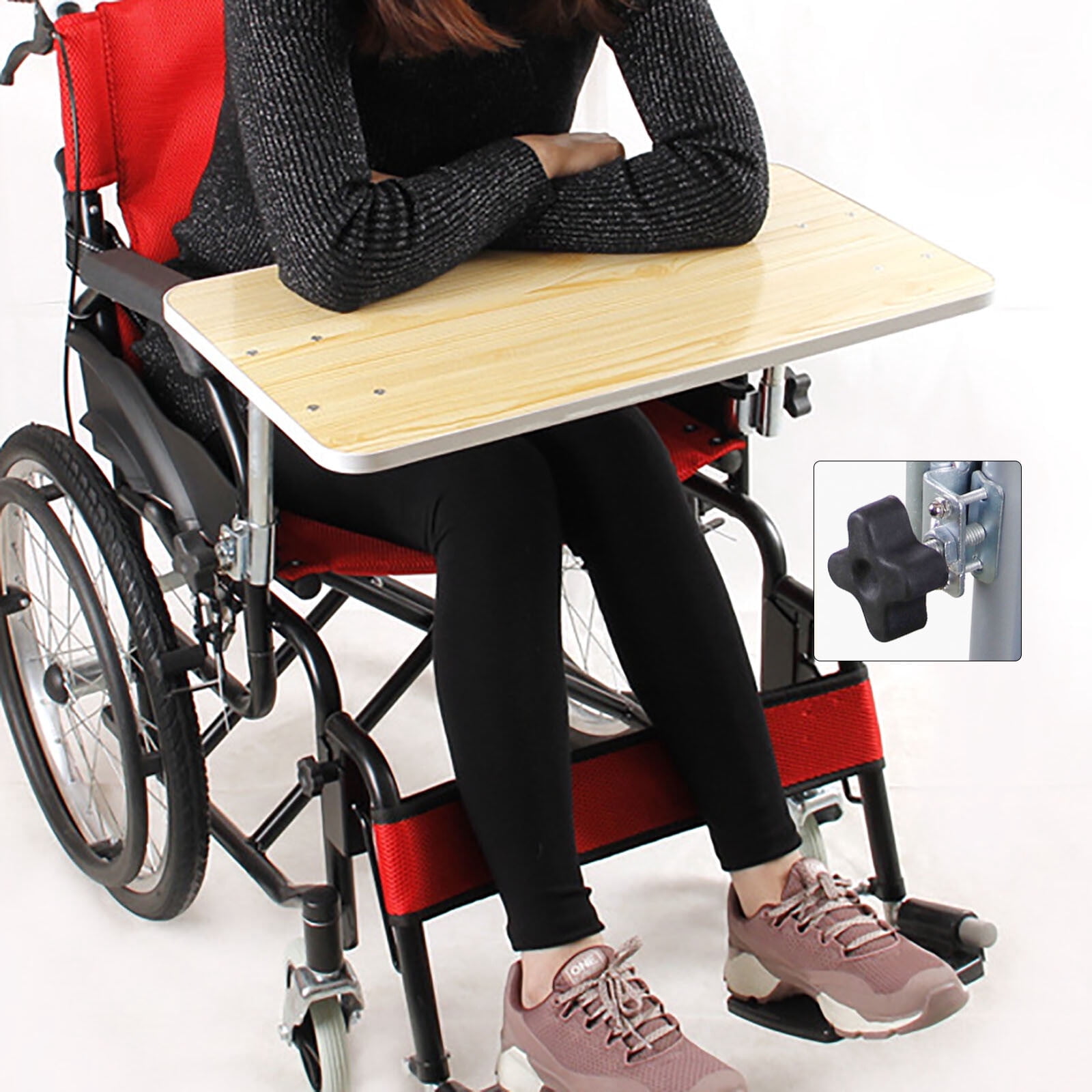 ToppiJoy 22.44*11.81in Wheelchair Lap Tray Table Accessories Portable Eating Food Holder Reading Desk with 15mm Thickened Board