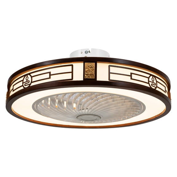 ToppiJoy 22" Ceiling Fans with Lights, Wooden Enclosed Low Profile Ceiling Fan Semi Flush Mounted with Remote, LED Dimmable Lighting 3 Speeds