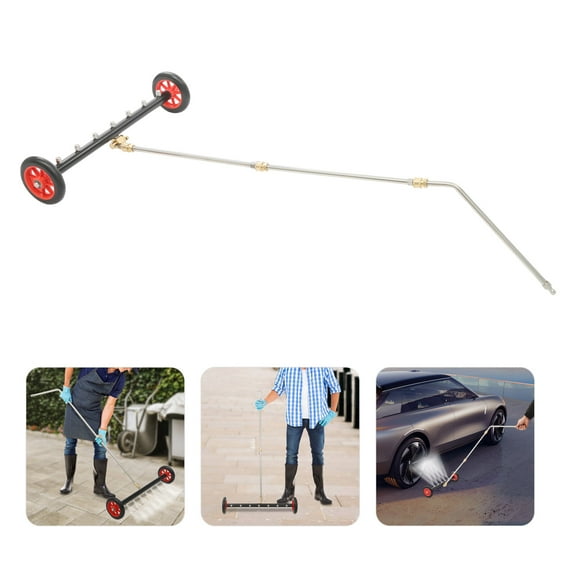 ToppiJoy 22in Undercarriage Pressure Washer Attachment, Dual-Function Undercarriage Cleaner, 45°Angled Curved Rod Water Broom with 7 Nozzles(Red)