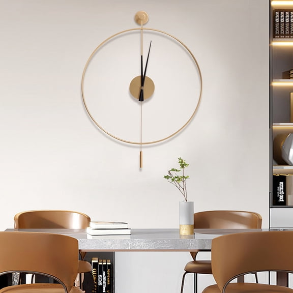 ToppiJoy 23.6 in Wall Clock for Living Rooms, Decorative Wall Clock Contemporary for Lounges, Kitchens, Bedrooms, Lofts (Gold)