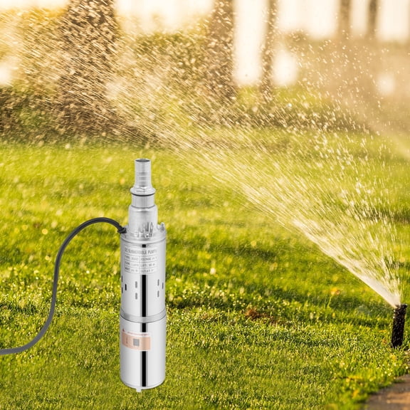 ToppiJoy 24V 200W Solar Water Pump, Deep Well Pump, 30m/98.43ft Lift Solar Powered Stainless Steel Submersible Pump with Water Adaptor for Farm Ranch Irrigation Well