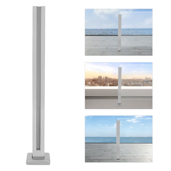 ToppiJoy 25.6" Glass Railing Post, Railing Post Glass Panels Mounting Brackets for Pool Fence Garden Balcony (End Post)