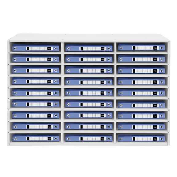 ToppiJoy 27 Slots Literature Organizer, Desktop File Sorter Mail Center Magazine Holder Paper Cabinet with Adjustable Shelves for Office School, White
