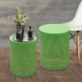 thumbnail image 1 of ToppiJoy 2PCs Outdoor Freestanding Side Table,Cylindrical Small Accent Table, Metal Modern Conner Table, Indoor End Table for Porch,Backyard(Green), 1 of 12