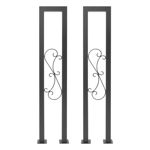 ToppiJoy 2Pcs U Shaped Handrails for Indoor Stairs, Modern Hand Rails, Industrial Wrought Stair Railing Indoor, for Porch Garden Loft Corridor (Black)