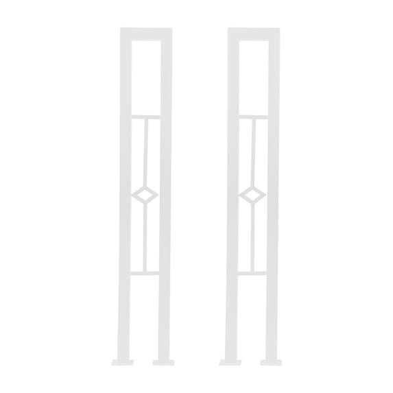 ToppiJoy 2Pcs U-Shaped Stair Handrail, Wrought Iron Hand Rails for Outdoor & Indoor Steps, Non-Slip Safety Support Poles for Porch Deck Loft(White, Diamond)