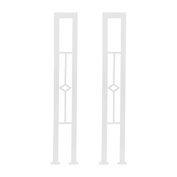 ToppiJoy 2Pcs U-Shaped Stair Handrail, Wrought Iron Hand Rails for Outdoor & Indoor Steps, Non-Slip Safety Support Poles for Porch Deck Loft(White, Diamond)