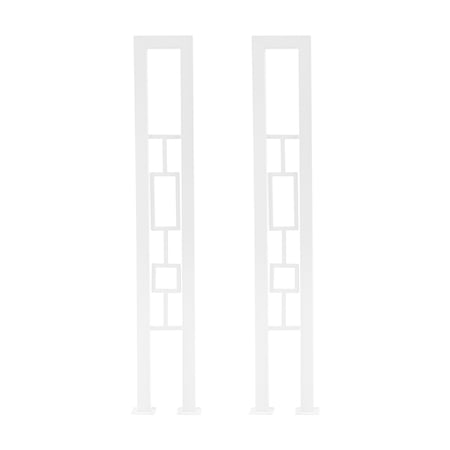 ToppiJoy 2Pcs U-Shaped Stair Handrail, Wrought Iron Hand Rails for Outdoor & Indoor Steps, Non-Slip Safety Support Poles for Porch Deck Loft(White, Rectangle+Square)