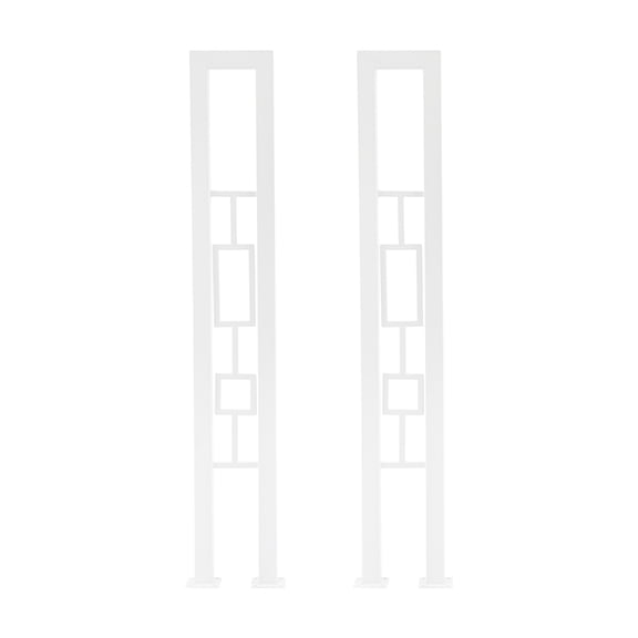 ToppiJoy 2Pcs U-Shaped Stair Handrail, Wrought Iron Hand Rails for Outdoor & Indoor Steps, Non-Slip Safety Support Poles for Porch Deck Loft(White, Rectangle+Square)