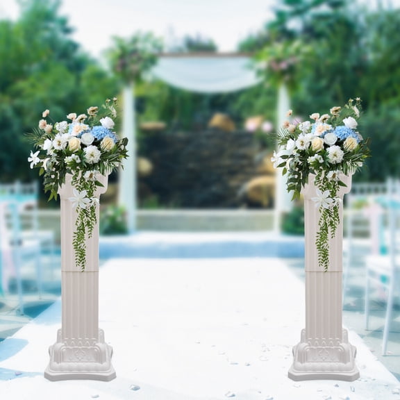 ToppiJoy 2pcs Wedding Roman Column, 11.81*35.43in Wedding Landscaping Roman Pillar Artistic Roman Column Statue Party Flowerpot Holder for Decorating Garden, Patio, Lawn