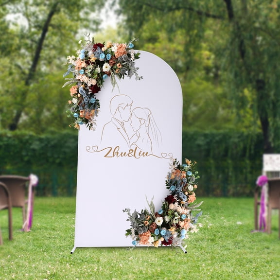 ToppiJoy 3.94ft*7.22ft Arch Backdrop Wedding Arch Stand, Steel Balloon Arch Frame Kit Bridal Party Decoration Arbor Outdoor Flower Garden Arch for Wedding Decoration(White)