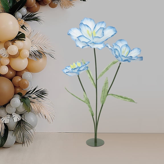ToppiJoy 3-Headed Artificial Wedding Flowers, Artificial Tulips Flowers, Artificial Silk Flower, for Birthday Wedding Arrangements Banquet Background Decor (Gradient Blue)