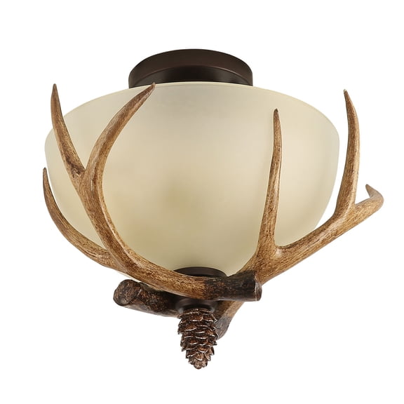 ToppiJoy 3-Light Farmhouse Antler Glass Chandelier, Retro Rural Antler Chandeliers Ceiling Pendant Light, for Kitchen Island, Dining Room