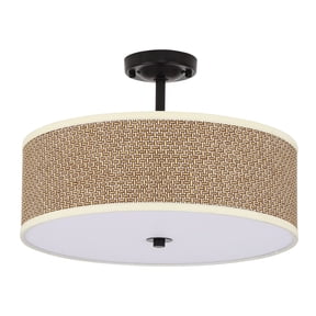 ToppiJoy 3-Light Flush Mount Ceiling Light Fixture, Linen Drum Fabric Ceiling Light for Bedroom Hallway Living Room