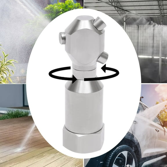 ToppiJoy 3 Rotating Nozzles Spray Head, 360 Degree Rotating Tank Washing Spray Nozzle, Stainless Steel Cleaning Nozzle, Internal Thread Rotary Spray Nozzle Silver