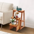 thumbnail image 1 of ToppiJoy 3-Step Folding Library Ladder Chair, Portable Wooden Folding Chair Lightweight Multifunctional Step Stool (Honey), 1 of 27
